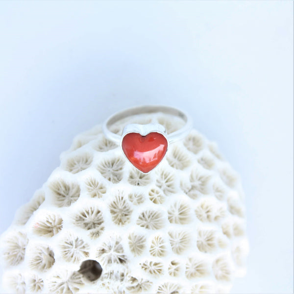 Coral Heart Ring